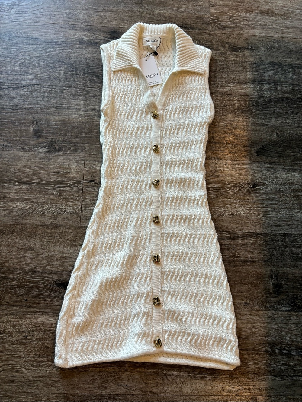 Allison Sleeveless Button-Front Knit Dress in Cream